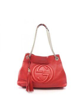 Gucci Shoulder Bag Soho Interlocking Red Leather Chain
